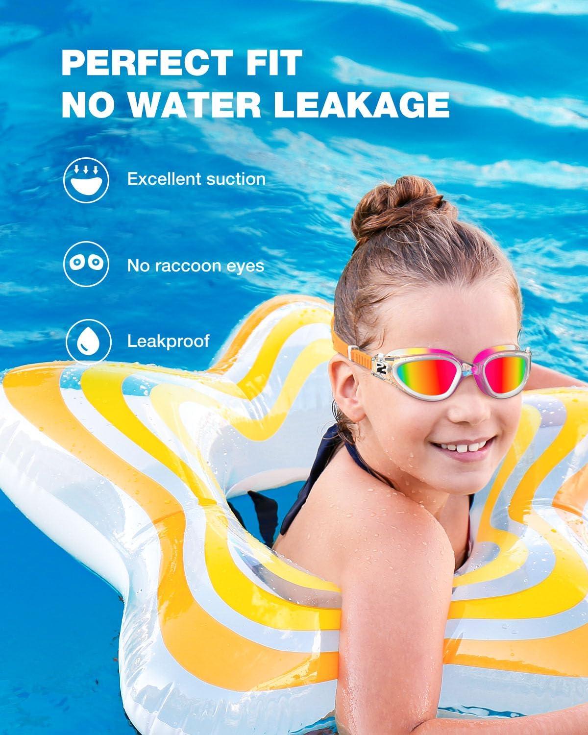 imageZIONOR Kids Swim Goggles G1MINI MIX Vibrant Colorblock Polarized No Leaking Anti Fog Kids Goggles314AallclearWhiteOrangered