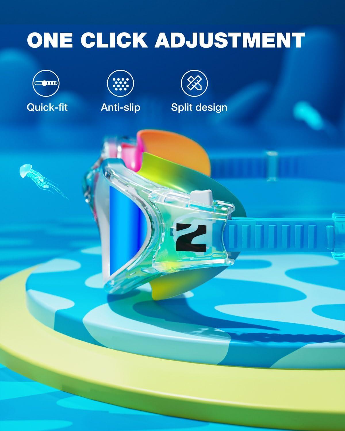 imageZIONOR Kids Swim Goggles G1MINI MIX Vibrant Colorblock Polarized No Leaking Anti Fog Kids Goggles314FallclearRedOrangeblue