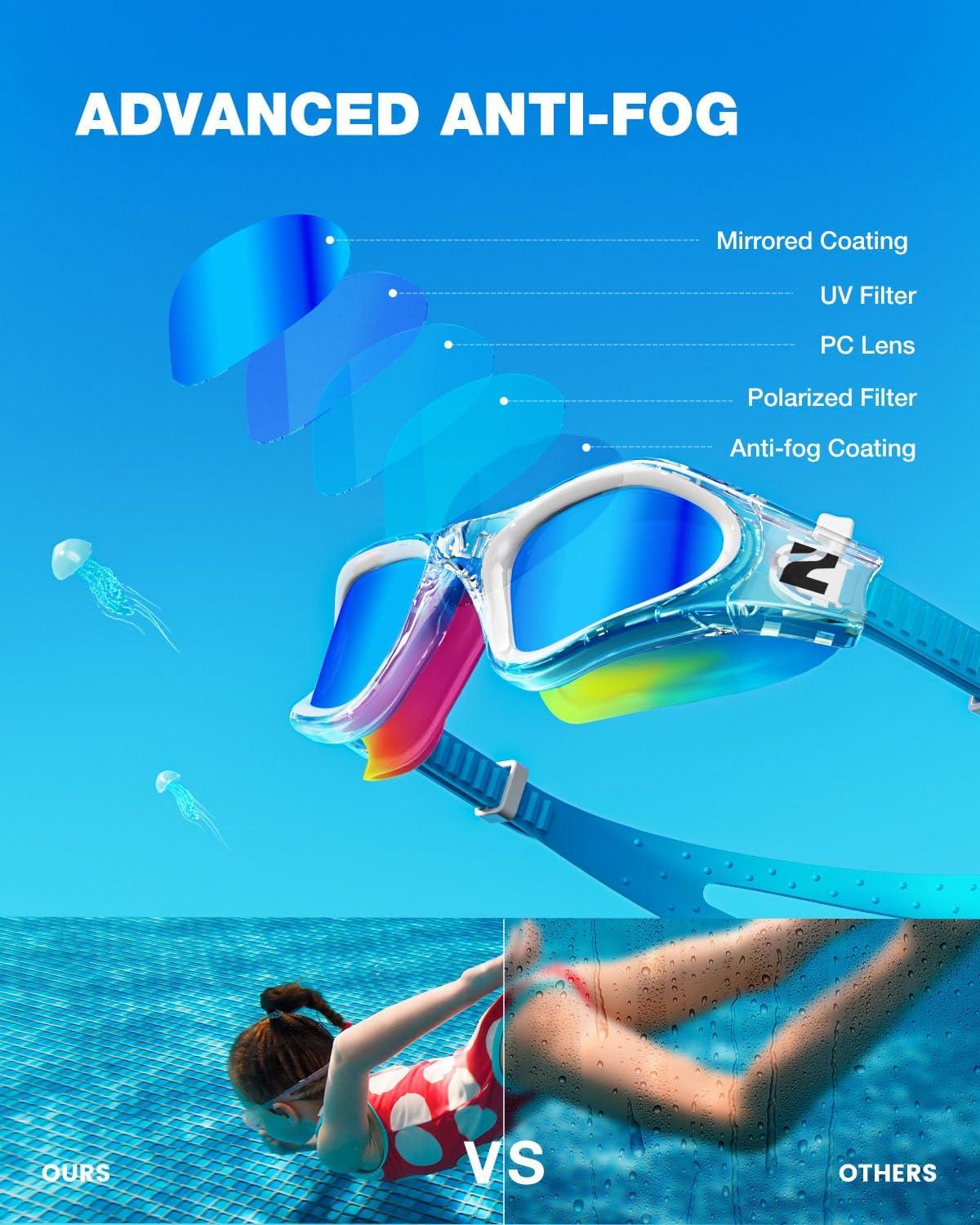 imageZIONOR Kids Swim Goggles G1MINI MIX Vibrant Colorblock Polarized No Leaking Anti Fog Kids Goggles314FallclearRedOrangeblue