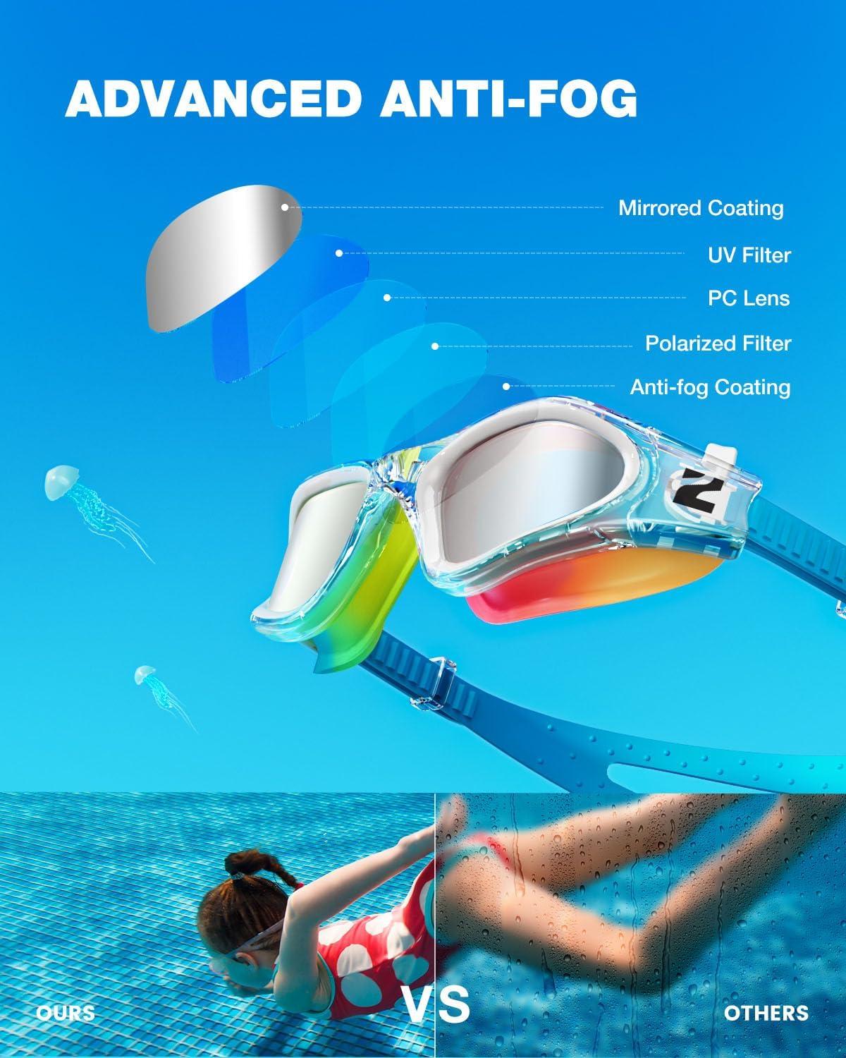 imageZIONOR Kids Swim Goggles G1MINI MIX Vibrant Colorblock Polarized No Leaking Anti Fog Kids Goggles314PallclearRedOrangesilvery