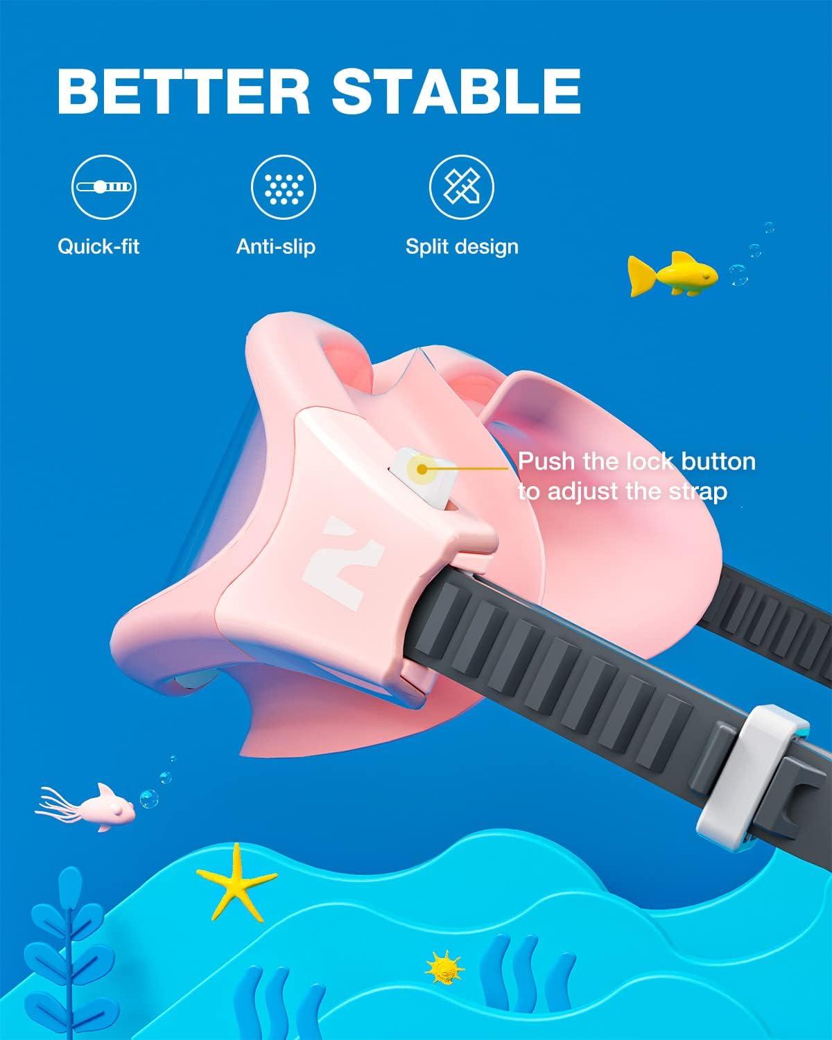 imageZIONOR Kids Swim Goggles G1MINI SE AntiFog Swimming Goggles for Kid Child 614A0 Clear Lens Pink