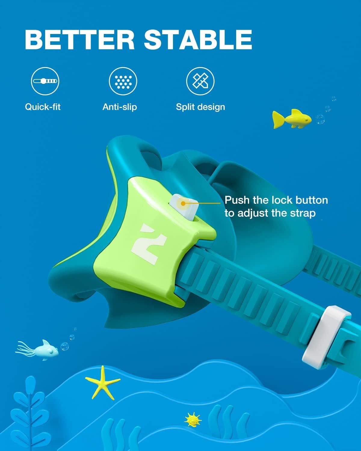 imageZIONOR Kids Swim Goggles G1MINI SE AntiFog Swimming Goggles for Kid Child 614A5 Clear Lens Greengreen