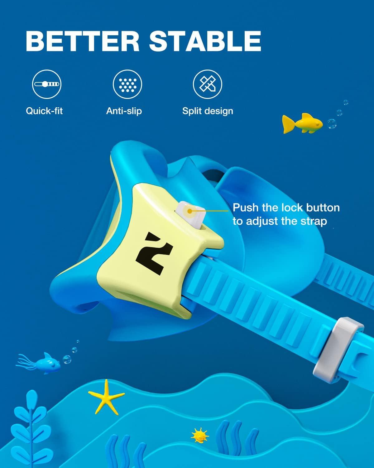 imageZIONOR Kids Swim Goggles G1MINI SE AntiFog Swimming Goggles for Kid Child 614A9 Clear Blue Lens Blueyellow