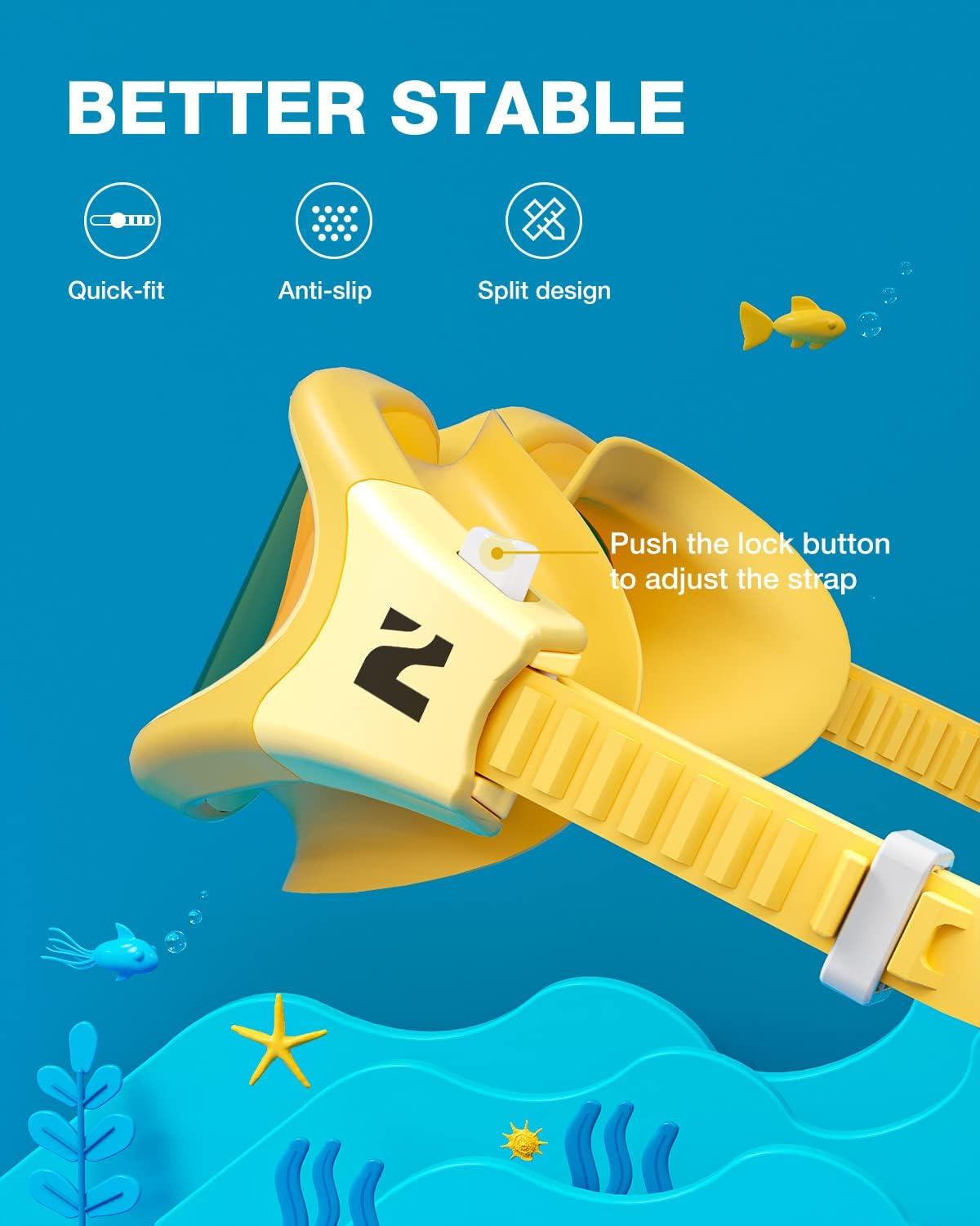imageZIONOR Kids Swim Goggles G1MINI SE AntiFog Swimming Goggles for Kid Child 614B5 Amber Lens Allyellow