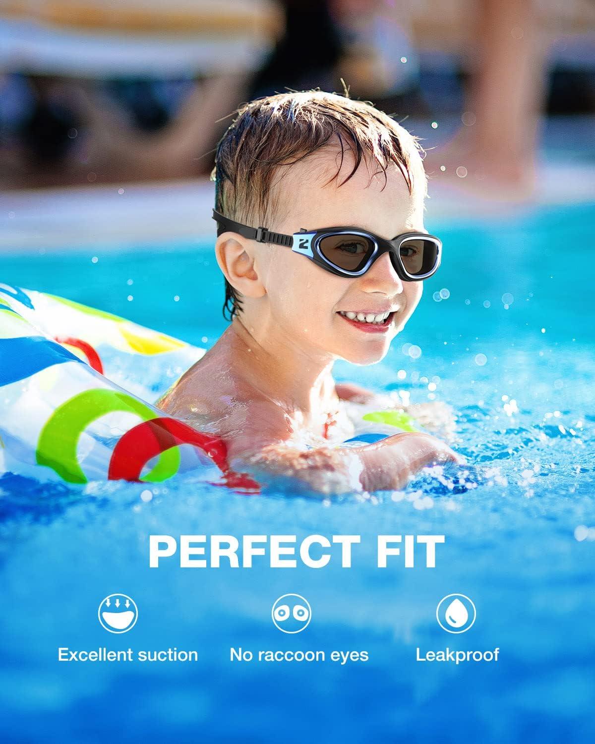 imageZIONOR Kids Swim Goggles G1MINI Ultra Photochromic Polarized Swimming Goggles Boys GirlsA1 Blue Polarized Photochromic