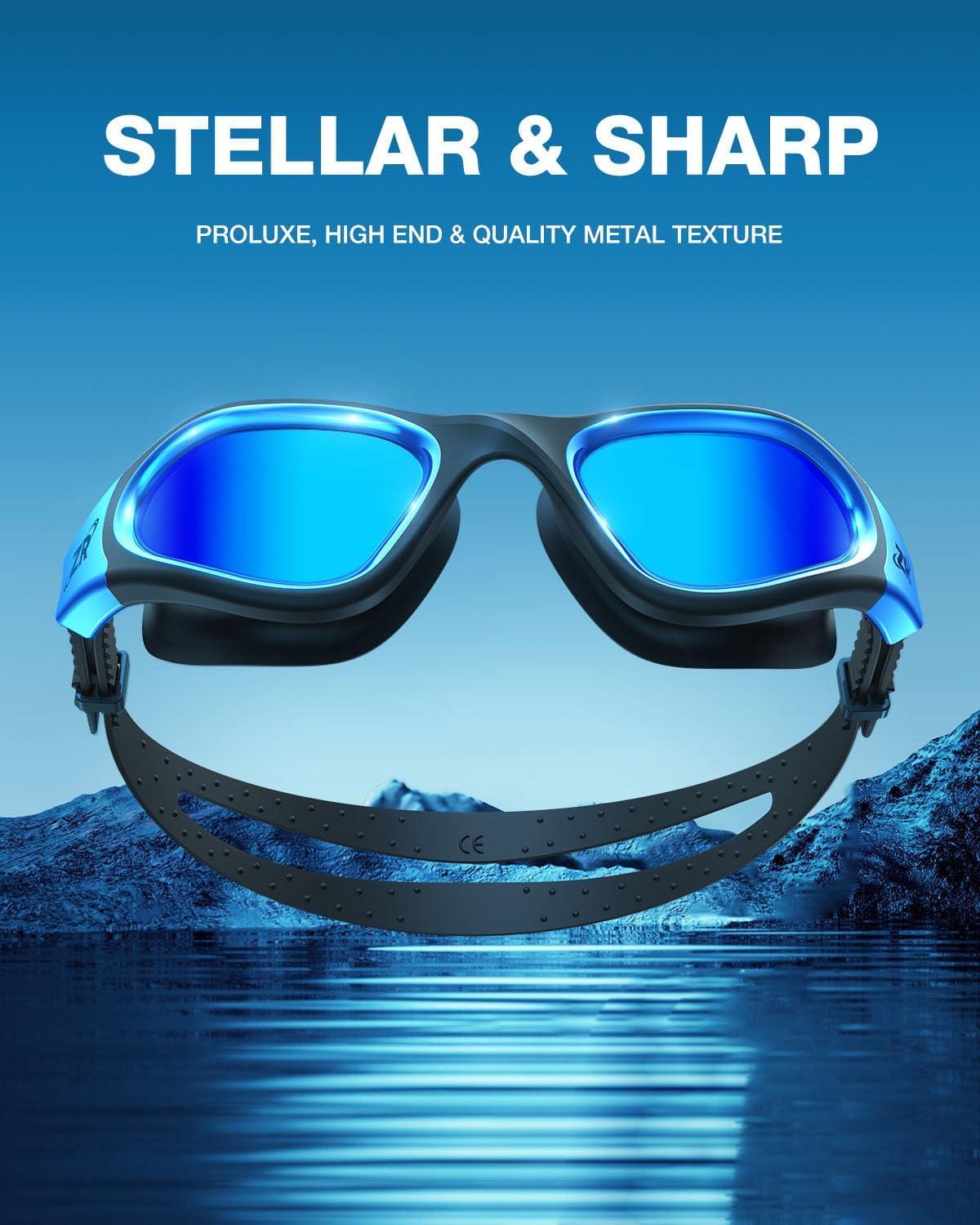 imageZIONOR Swim Goggles G1 MAX Polarized AntiFog Swimming Goggles for Men WomenA0 Polarized Mirror Blue