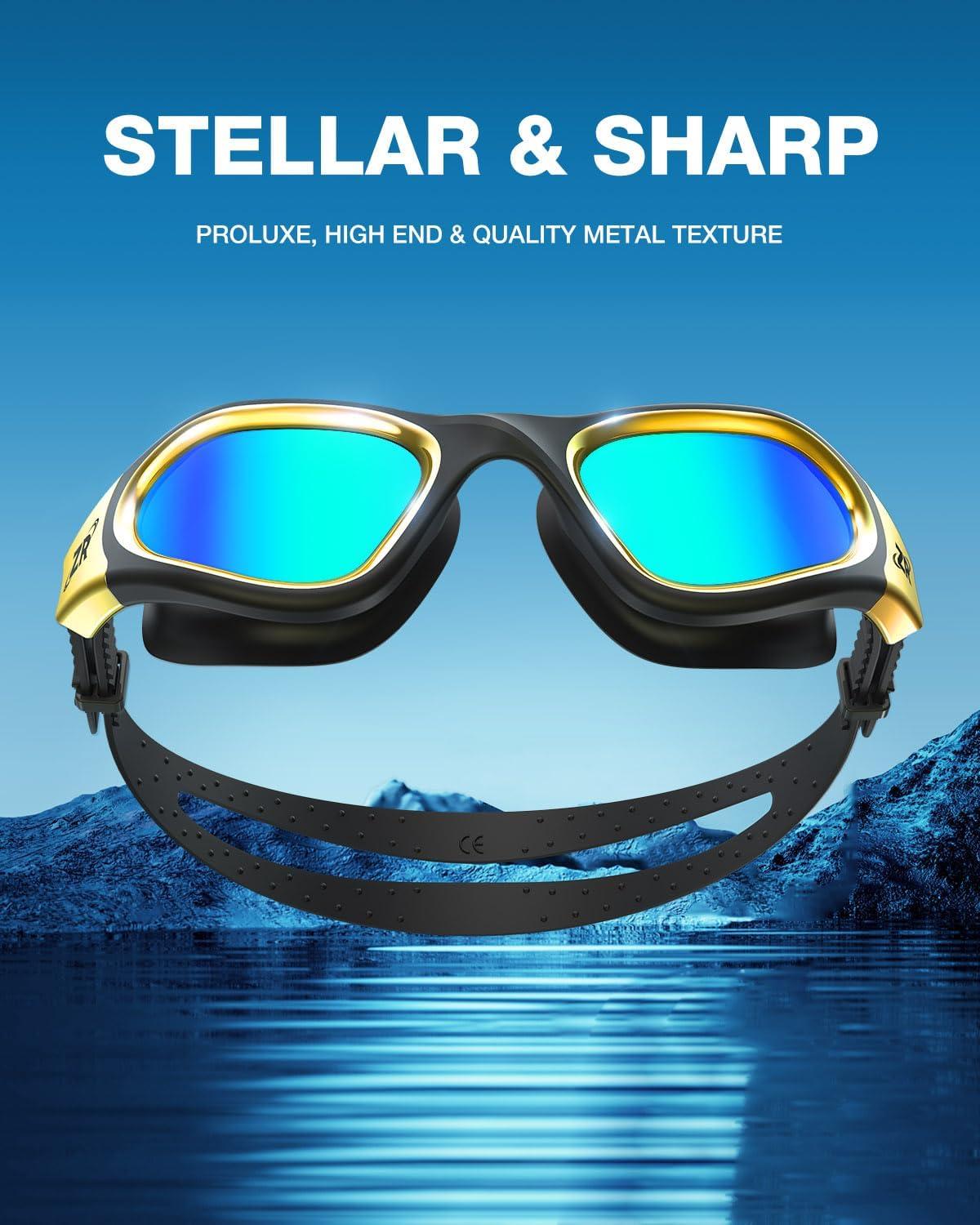 imageZIONOR Swim Goggles G1 MAX Polarized AntiFog Swimming Goggles for Men WomenA6 Polarized Mirror Gold