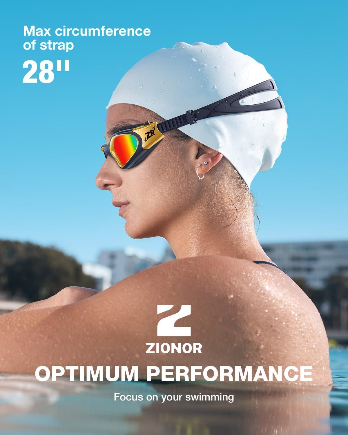 imageZIONOR Swim Goggles G1 MAX Polarized AntiFog Swimming Goggles for Men WomenA7 Polarized Mirror Red