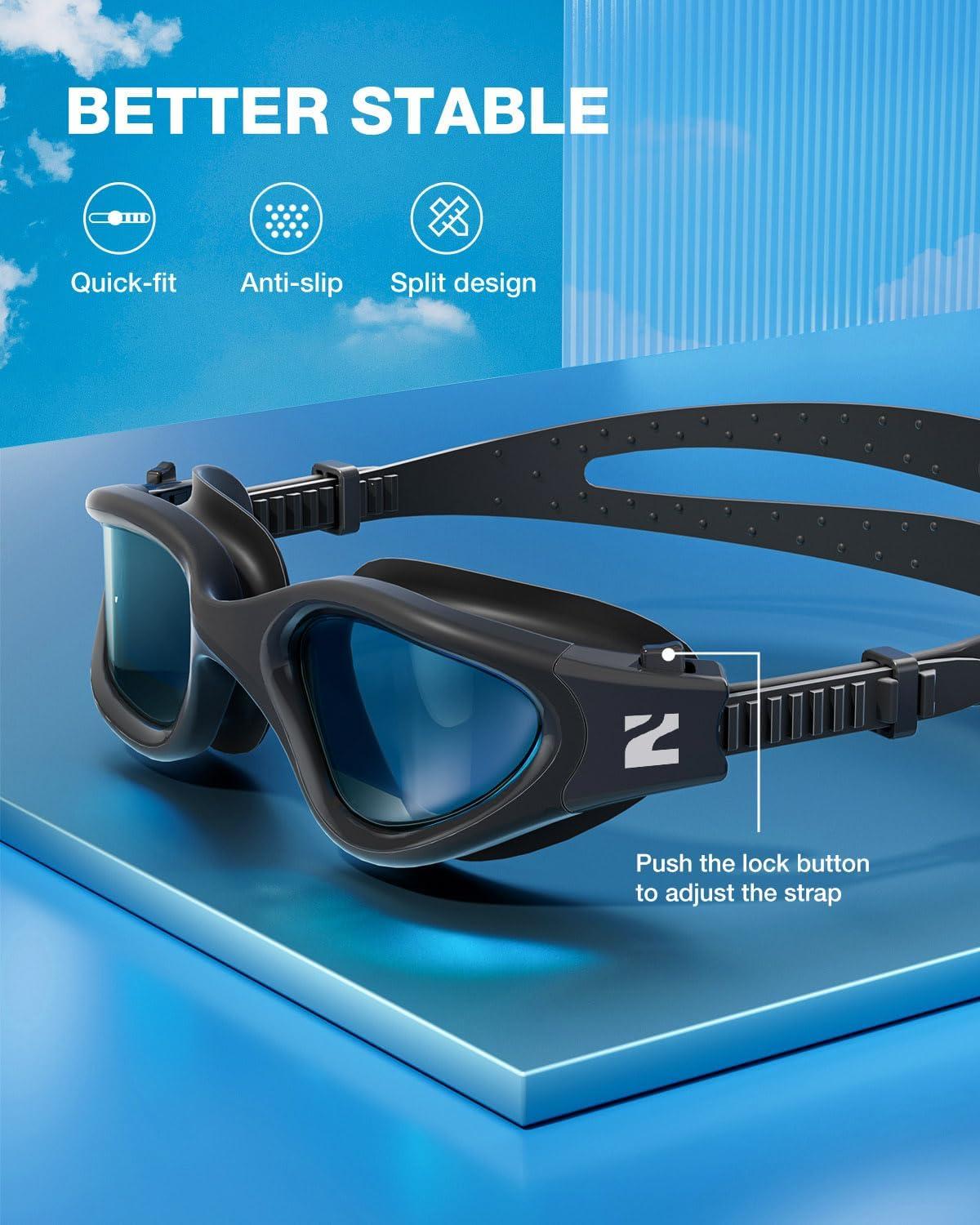 imageZIONOR Swim Goggles G1 SE Swimming Goggles AntiFog for Adult Men WomenA2smoke Lens Allblack Frame