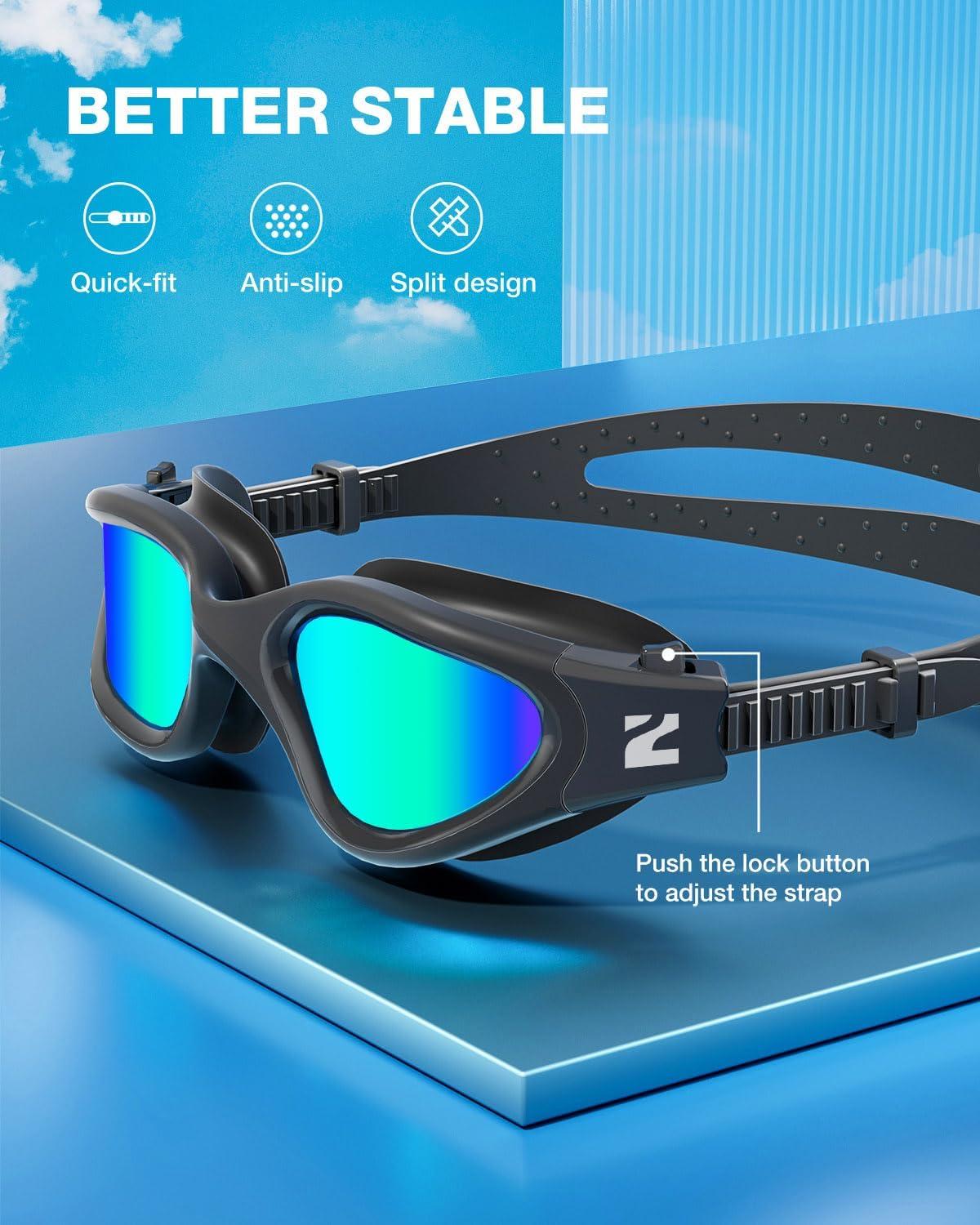 imageZIONOR Swim Goggles G1 SE Swimming Goggles AntiFog for Adult Men WomenA8gold Lens Allblack Frame