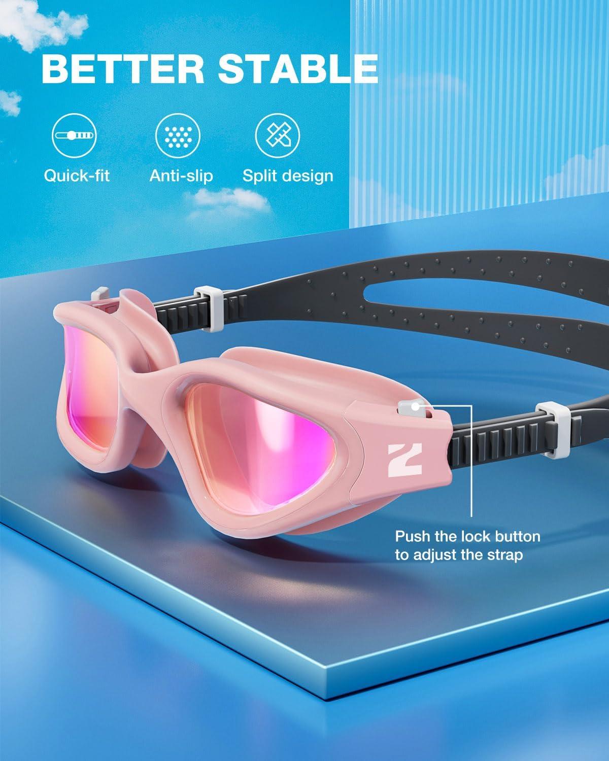 imageZIONOR Swim Goggles G1 SE Swimming Goggles AntiFog for Adult Men WomenA9clearrevopurple Lens Pink Frame