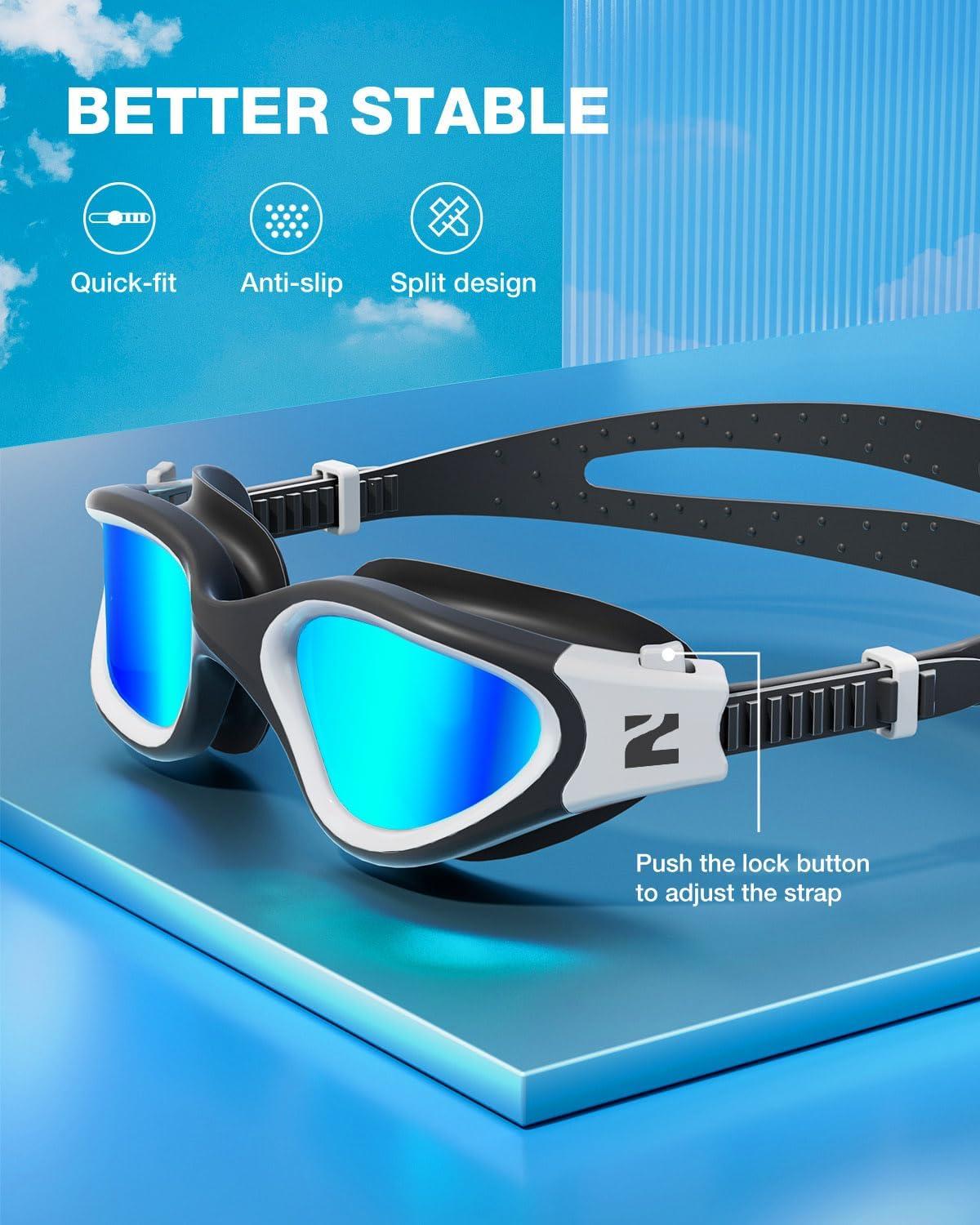 imageZIONOR Swim Goggles G1 SE Swimming Goggles AntiFog for Adult Men WomenB6gold Lens Black White Frame