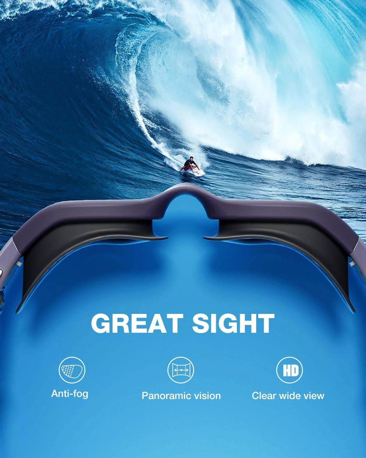 imageZIONOR Swim Goggles G1 SE Swimming Goggles AntiFog for Adult Men WomenB9gold Lens Darkblue Frame