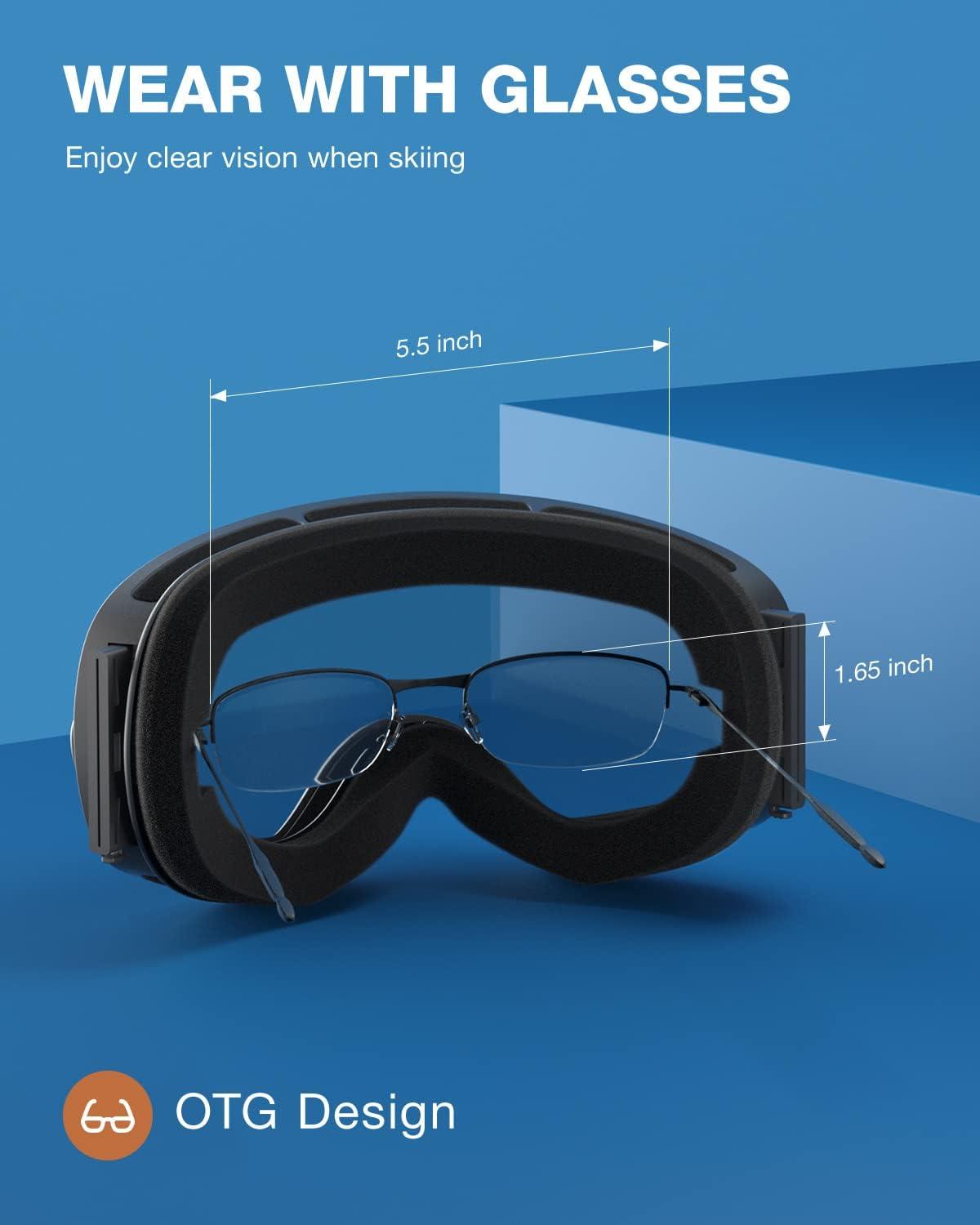 imageZIONOR X Ski Goggles OTG Snowboard Goggles Detachable Lens for Men Women AdultA3vlt 94 Blackframe Clearlens