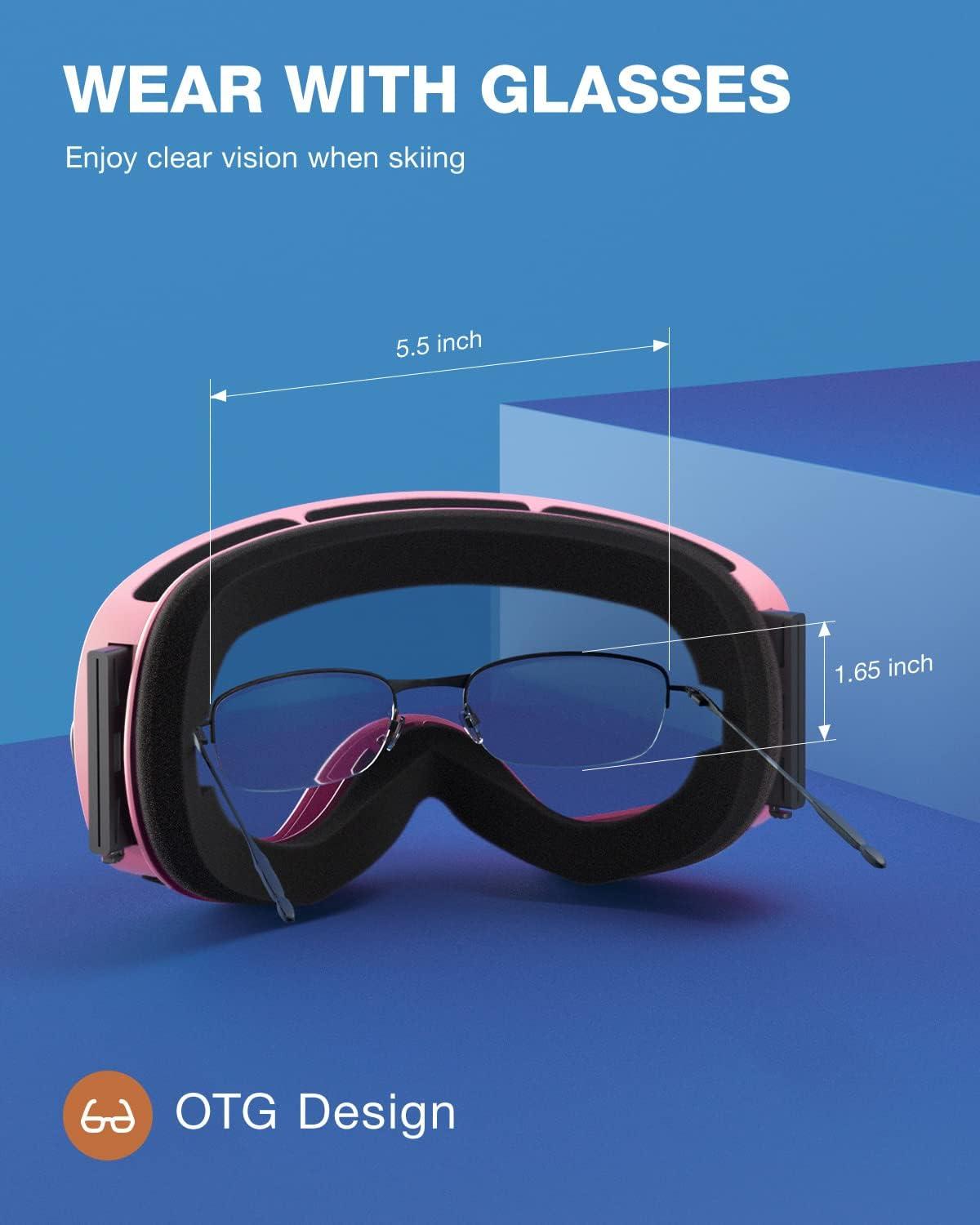 imageZIONOR X Ski Goggles OTG Snowboard Goggles Detachable Lens for Men Women AdultA6vlt 7 Pinkframe Pinklens