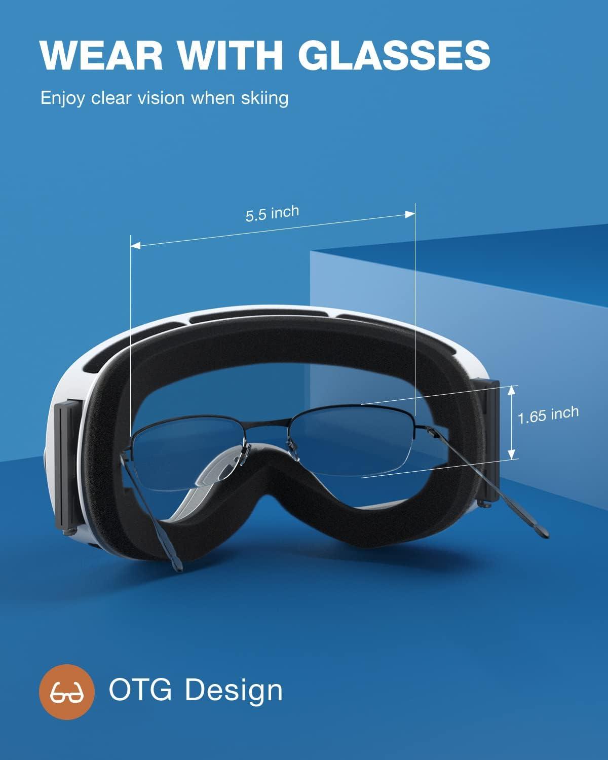imageZIONOR X Ski Goggles OTG Snowboard Goggles Detachable Lens for Men Women AdultA6vlt 9 Whiteframe Silverlens