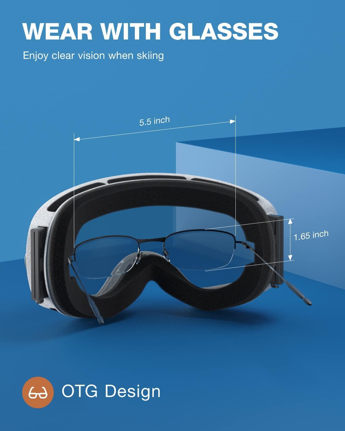 imageZIONOR X Ski Goggles OTG Snowboard Goggles Detachable Lens for Men Women AdultB5vlt 9 Greyframe Silverlens