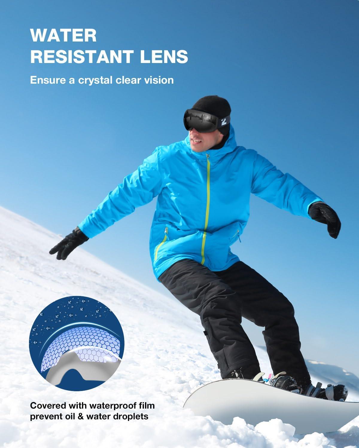 imageZIONOR X4 Ski Goggles Magnetic Lens Snowboard Goggles for Men Women Adult Snow Goggles Antifog UV ProtectionA1vlt 179 Black Frame Black Lens