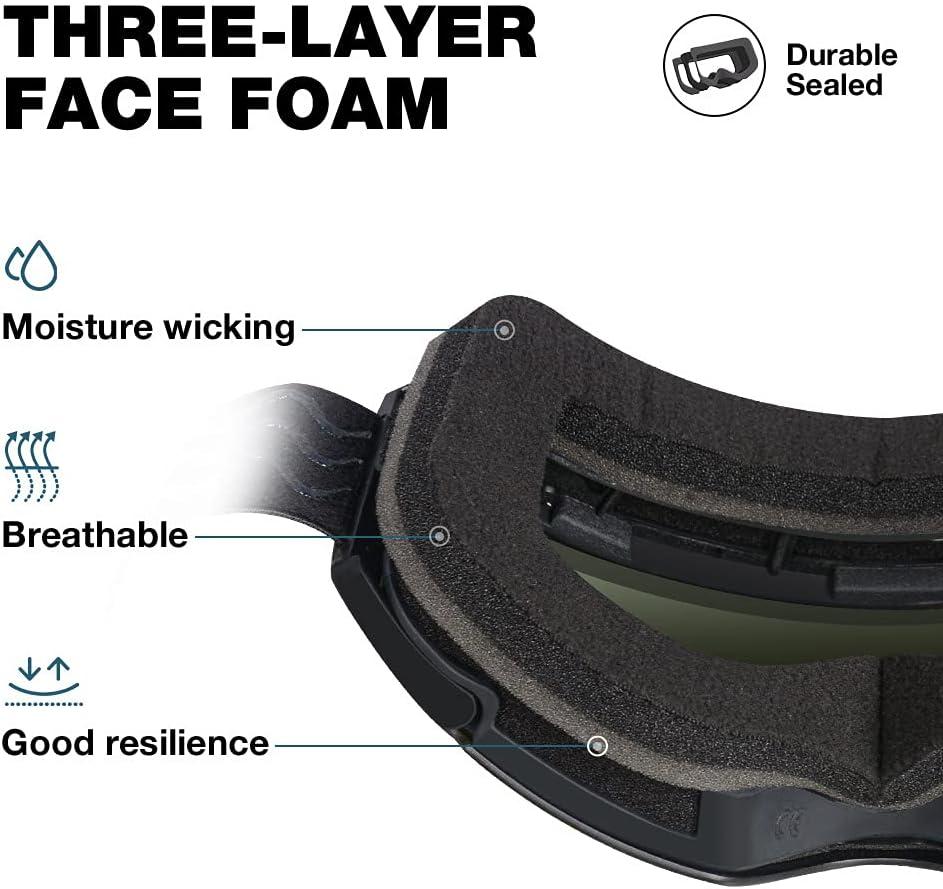 imageZIONOR X4 Ski Goggles Magnetic Lens Snowboard Goggles for Men Women Adult Snow Goggles Antifog UV ProtectionA3vlt 105 Black Frame Revo Silver Lens