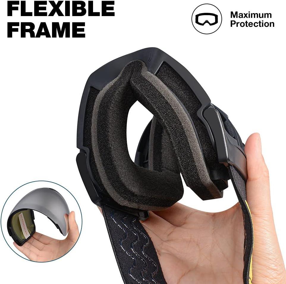 imageZIONOR X4 Ski Goggles Magnetic Lens Snowboard Goggles for Men Women Adult Snow Goggles Antifog UV ProtectionA3vlt 105 Black Frame Revo Silver Lens