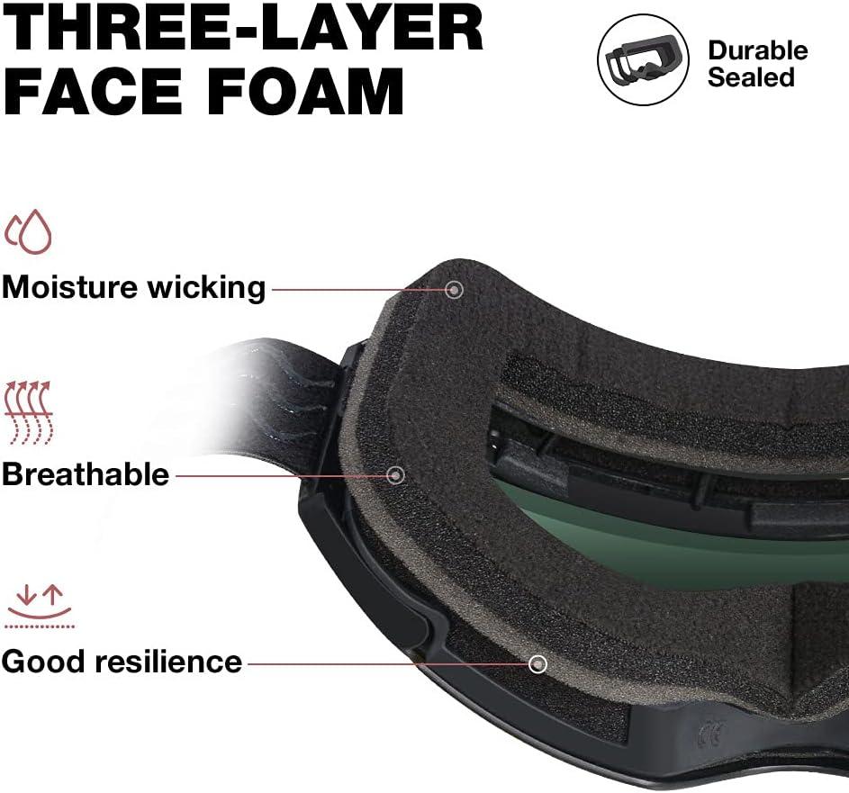imageZIONOR X4 Ski Goggles Magnetic Lens Snowboard Goggles for Men Women Adult Snow Goggles Antifog UV ProtectionA4vlt 156 Black Frame Revo Red Lens