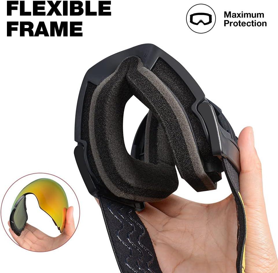 imageZIONOR X4 Ski Goggles Magnetic Lens Snowboard Goggles for Men Women Adult Snow Goggles Antifog UV ProtectionA4vlt 156 Black Frame Revo Red Lens