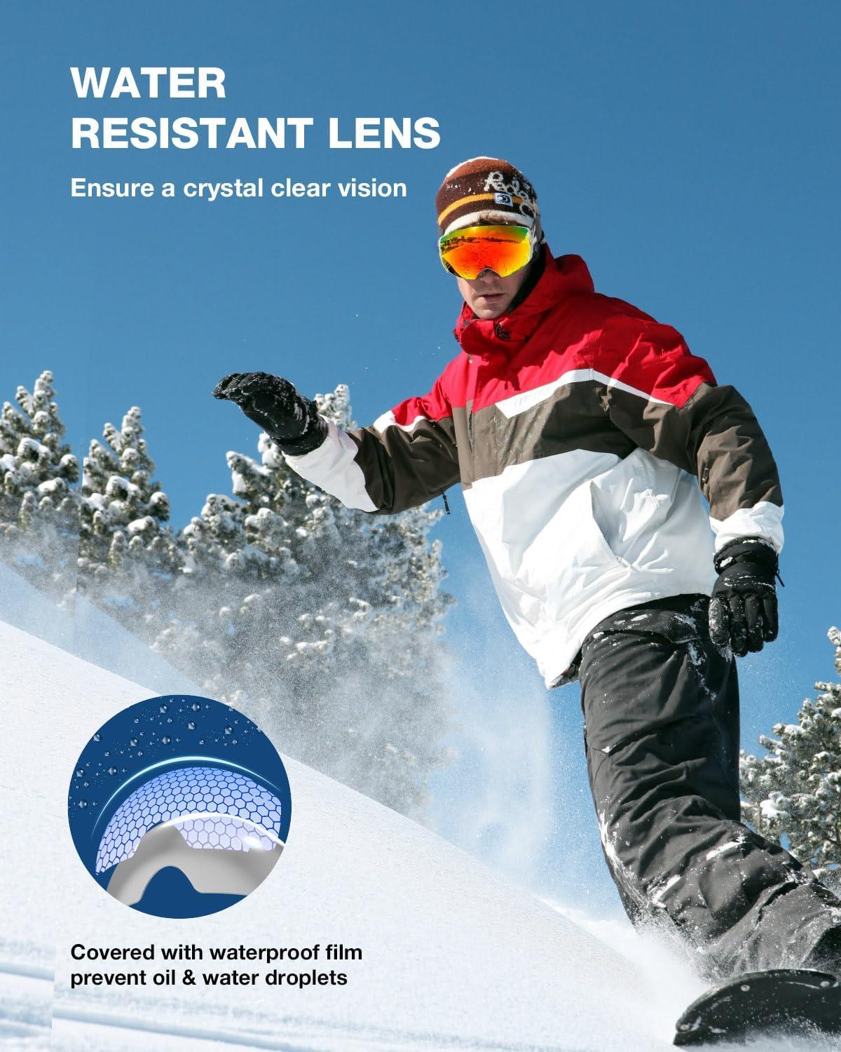 imageZIONOR X4 Ski Goggles Magnetic Lens Snowboard Goggles for Men Women Adult Snow Goggles Antifog UV ProtectionA6vlt 156 Light White Frame Revo Red Lens