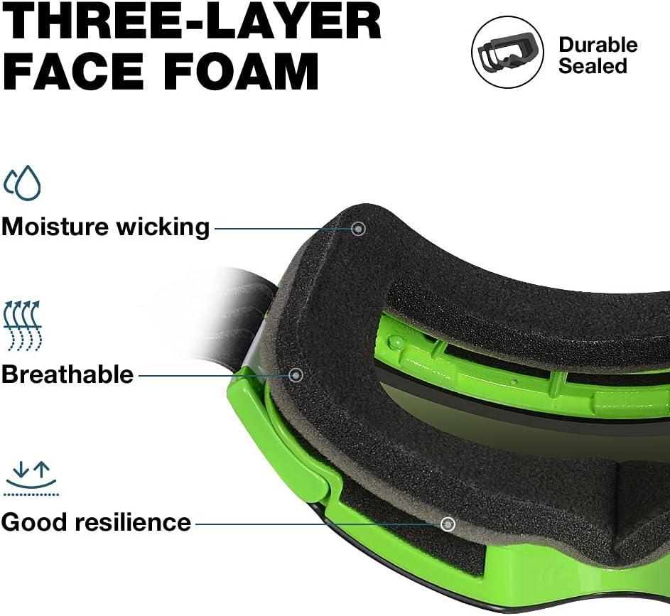 imageZIONOR X4 Ski Goggles Magnetic Lens Snowboard Goggles for Men Women Adult Snow Goggles Antifog UV ProtectionA7vlt 105 Green Frame Grey Revo Green Lens