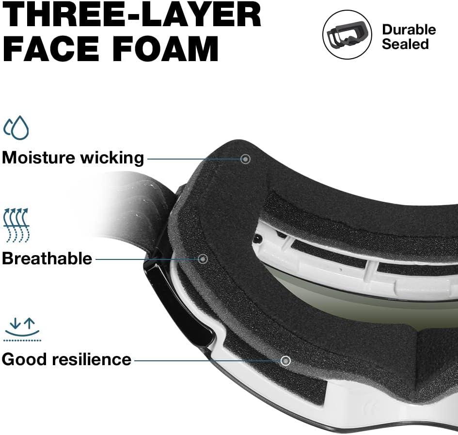 imageZIONOR X4 Ski Goggles Magnetic Lens Snowboard Goggles for Men Women Adult Snow Goggles Antifog UV ProtectionA9vlt 77 Light White Frame Clear Lens