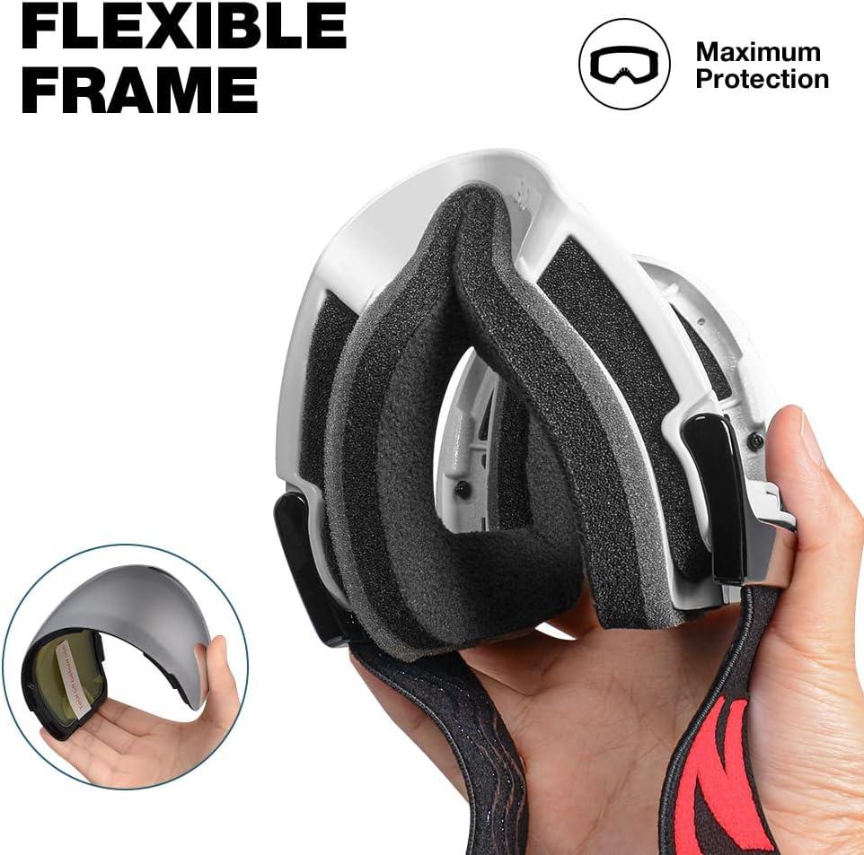 imageZIONOR X4 Ski Goggles Magnetic Lens Snowboard Goggles for Men Women Adult Snow Goggles Antifog UV ProtectionA9vlt 77 Light White Frame Clear Lens