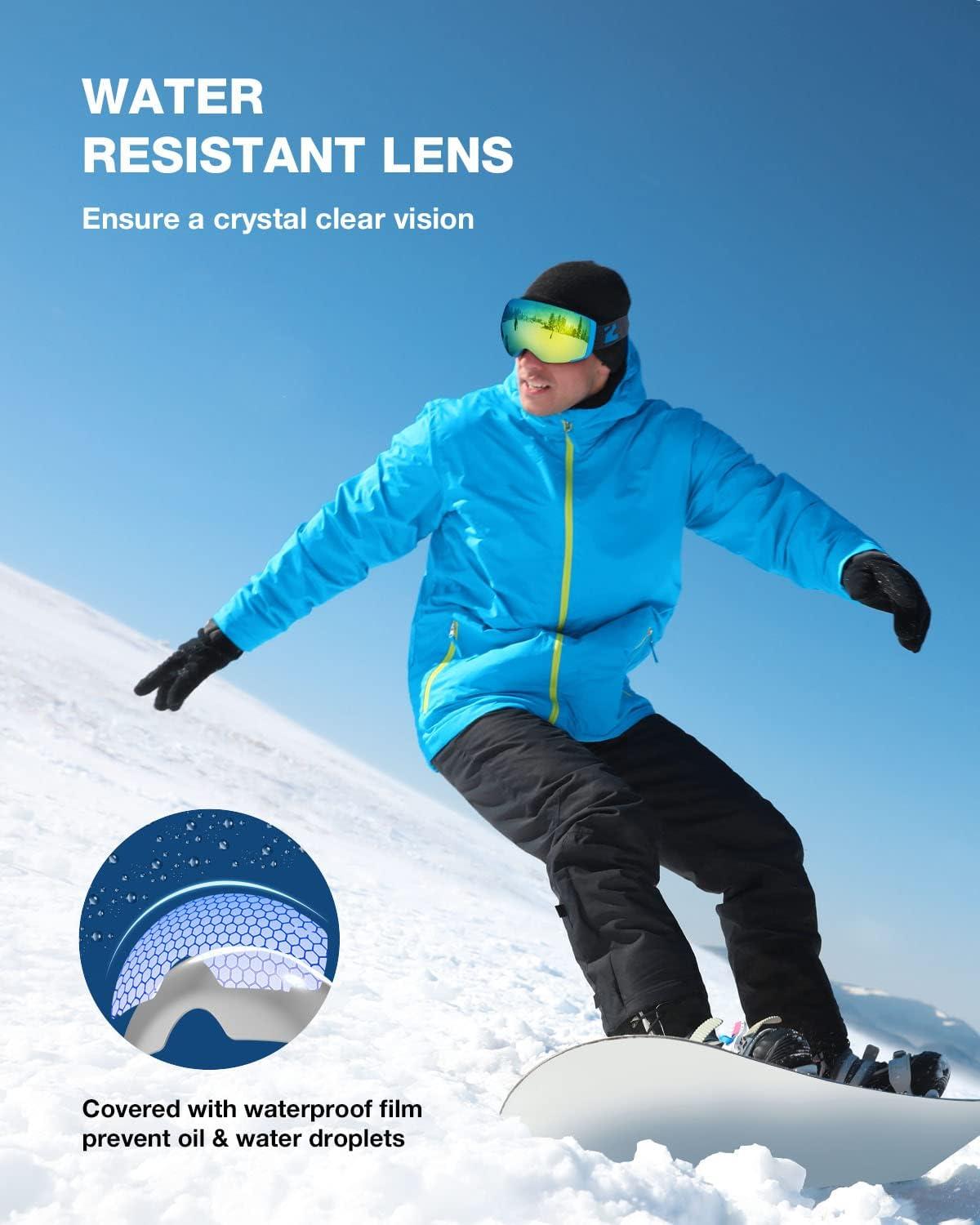 imageZIONOR X4 Ski Goggles Magnetic Lens Snowboard Goggles for Men Women Adult Snow Goggles Antifog UV ProtectionB3blue Frame Revo Gold Lens