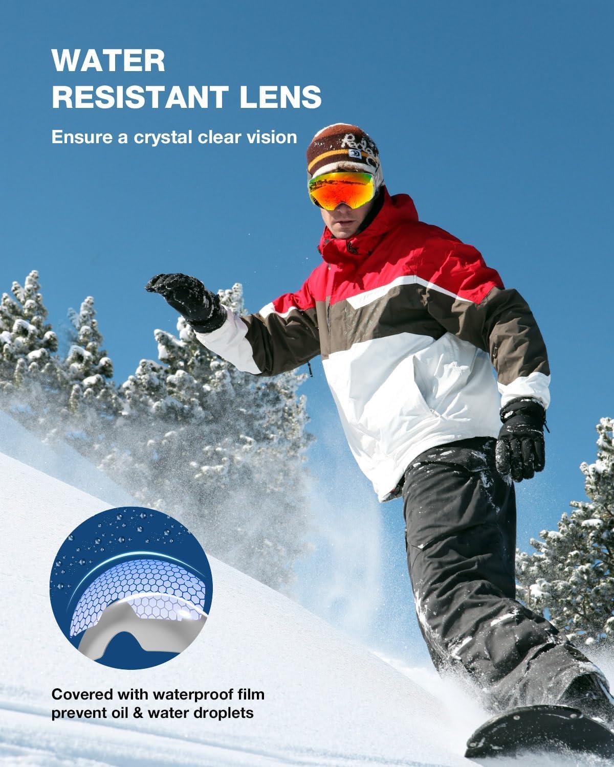 imageZIONOR X4 Ski Goggles Magnetic Lens Snowboard Goggles for Men Women Adult Snow Goggles Antifog UV ProtectionB6grey Frame Revo Red Lens