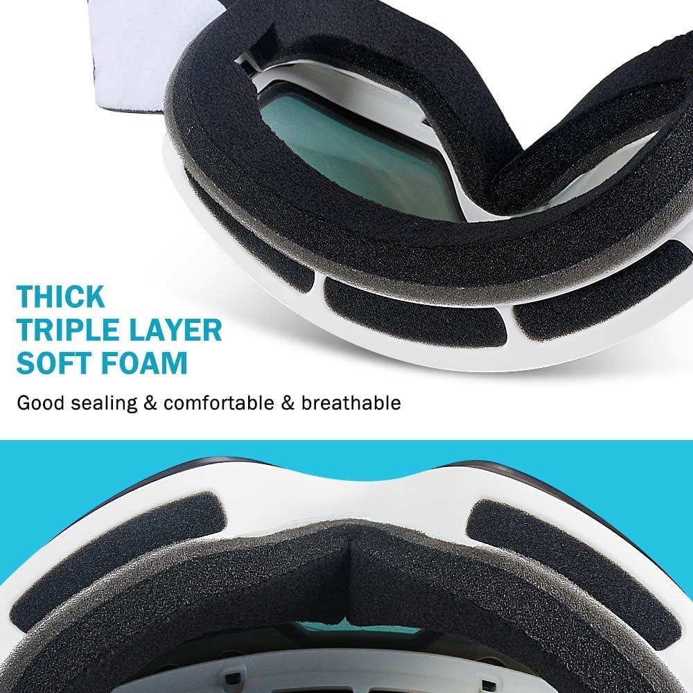 imageZIONOR XMINI Kids Ski Goggles Snowboard Snow Goggles for Boys Girls YouthA1white Frame Grey Revo Blue Lens Vlt 23