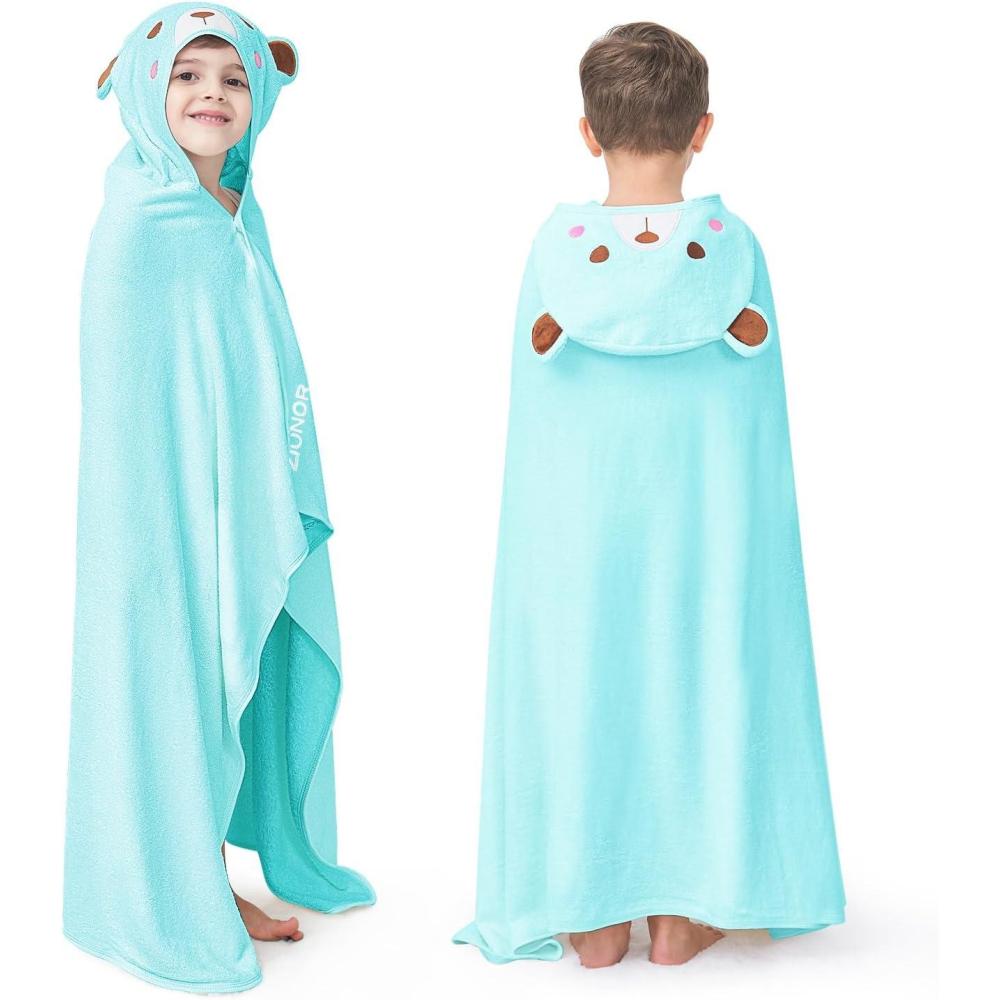 imageZIONOR Hooded Bath Towel for Kids 50L x 35W ExtraLarge Hooded Towels for Big Kids 610 Kids Beach Towels Made from Bamboo Rayon Suitable for Bath Pool BeachPurple Shark2blue Bear
