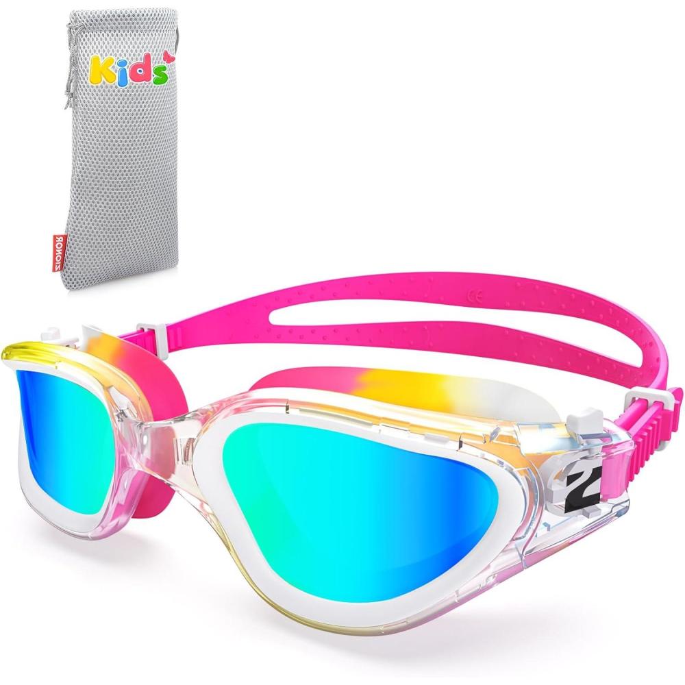 imageZIONOR Kids Swim Goggles G1MINI MIX Vibrant Colorblock Polarized No Leaking Anti Fog Kids Goggles314EwhiteOrangegold