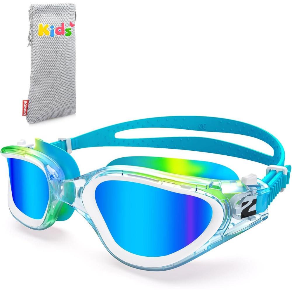 imageZIONOR Kids Swim Goggles G1MINI MIX Vibrant Colorblock Polarized No Leaking Anti Fog Kids Goggles314FallclearRedOrangeblue