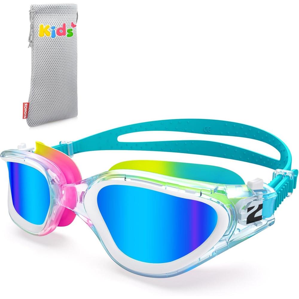 imageZIONOR Kids Swim Goggles G1MINI MIX Vibrant Colorblock Polarized No Leaking Anti Fog Kids Goggles314MblueGreenblue