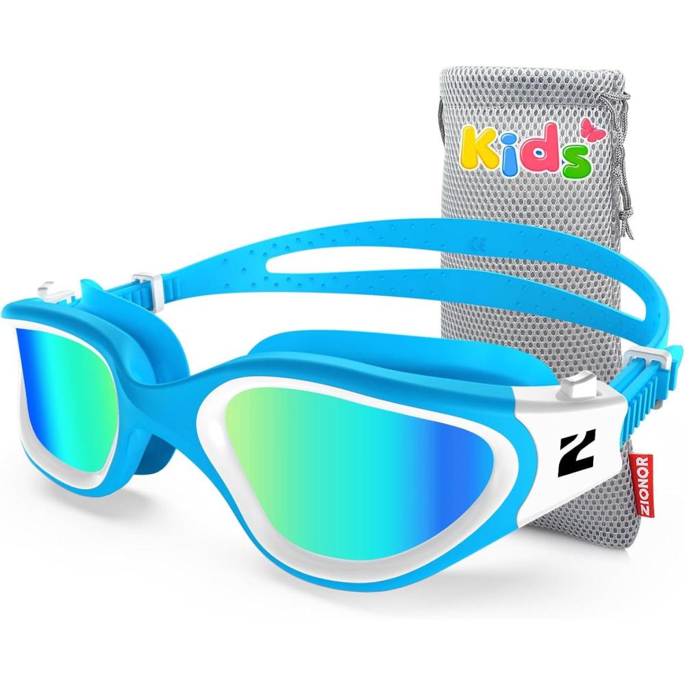 imageZIONOR Kids Swim Goggles G1MINI SE AntiFog Swimming Goggles for Kid Child 614B6 Lightbluegold
