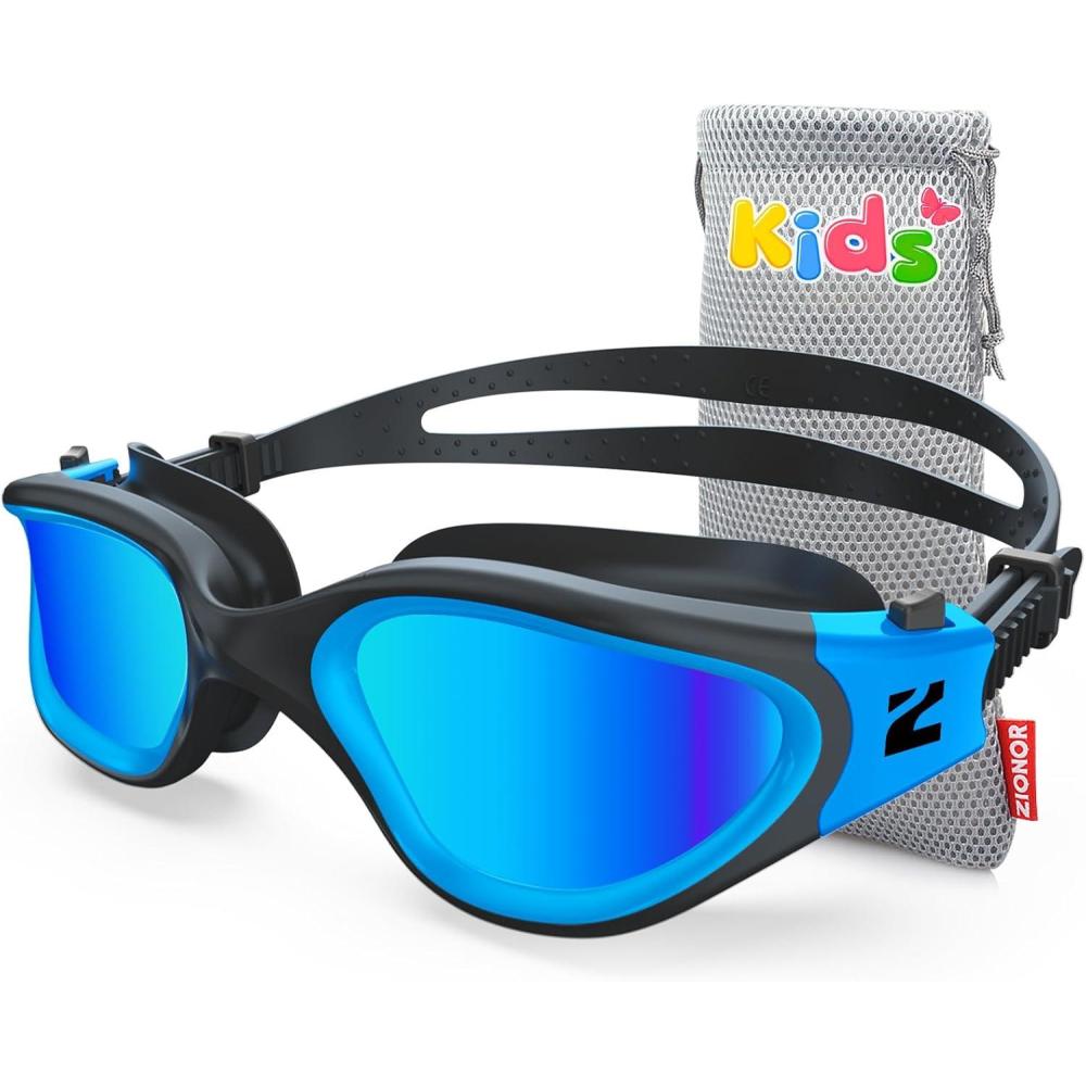 imageZIONOR Kids Swim Goggles G1MINI SE AntiFog Swimming Goggles for Kid Child 614C2 Blue Lens  Blackblue