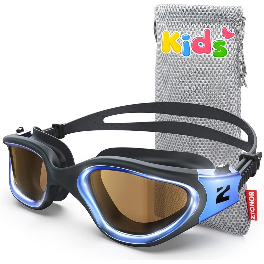 imageZIONOR Kids Swim Goggles G1MINI Ultra Photochromic Polarized Swimming Goggles Boys GirlsA1 Blue Polarized Photochromic