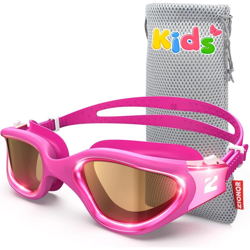imageZIONOR Kids Swim Goggles G1MINI Ultra Photochromic Polarized Swimming Goggles Boys GirlsA1rose Polarized Photochromic Metal Frame