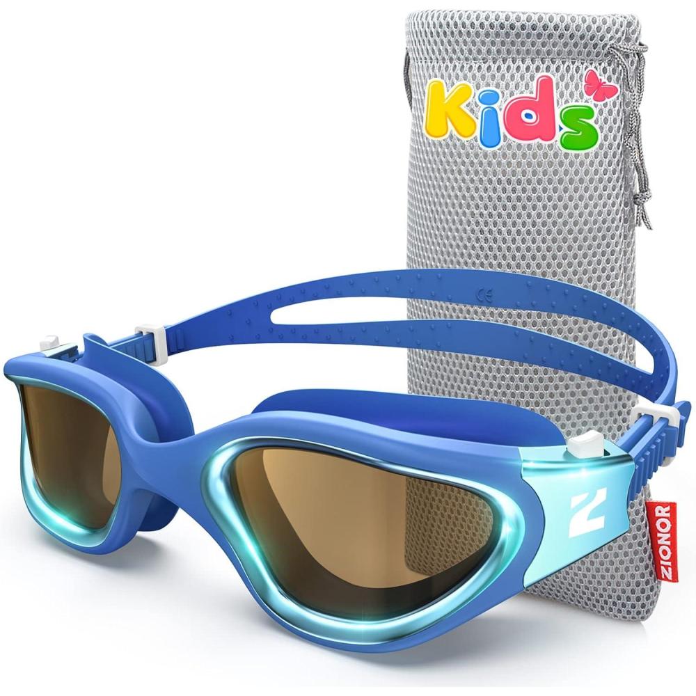 imageZIONOR Kids Swim Goggles G1MINI Ultra Photochromic Polarized Swimming Goggles Boys GirlsA4 Blue  Polarized  Photochromic
