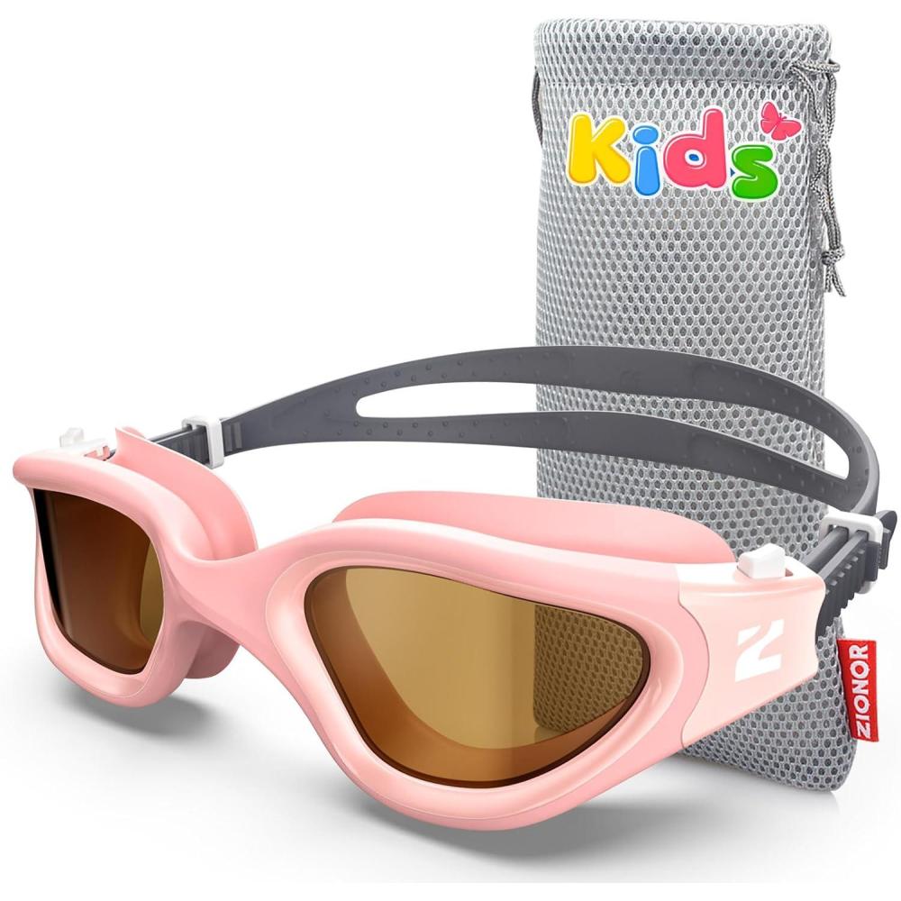 imageZIONOR Kids Swim Goggles G1MINI Ultra Photochromic Polarized Swimming Goggles Boys GirlsA5 Pink  Polarized  Photochromic  Nonemetal Frame