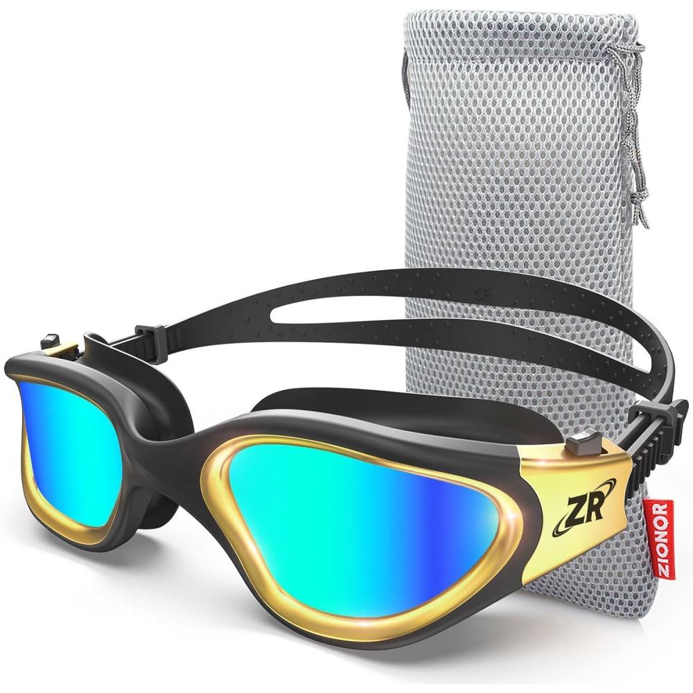 imageZIONOR Swim Goggles G1 MAX Polarized AntiFog Swimming Goggles for Men WomenA6 Polarized Mirror Gold
