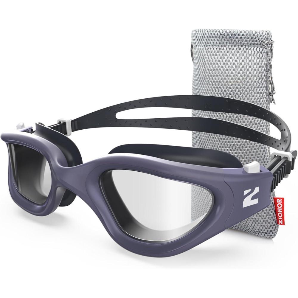 imageZIONOR Swim Goggles G1 SE Swimming Goggles AntiFog for Adult Men WomenA3clear Lens Darkblue Frame