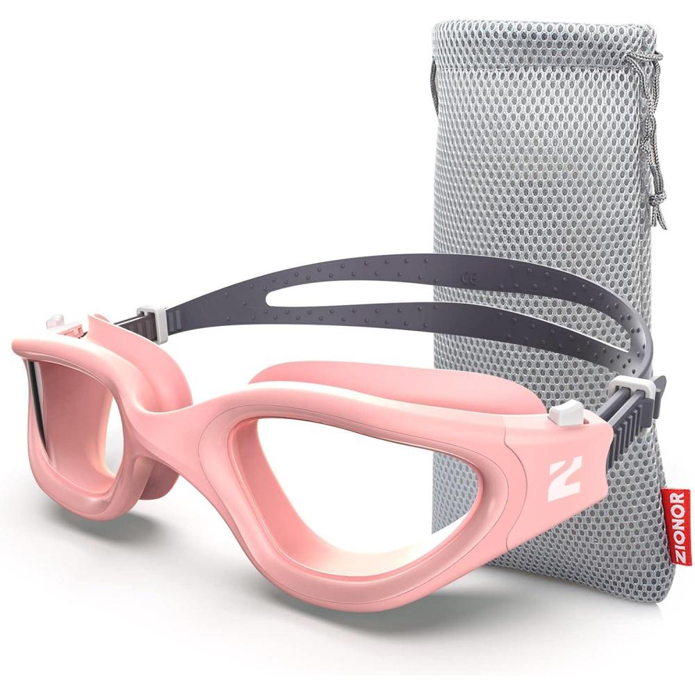 imageZIONOR Swim Goggles G1 SE Swimming Goggles AntiFog for Adult Men WomenA4clear Lens Pink Frame