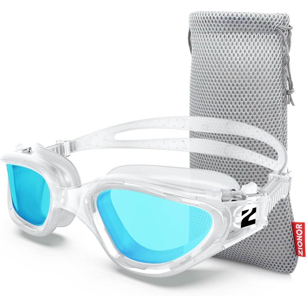 imageZIONOR Swim Goggles G1 SE Swimming Goggles AntiFog for Adult Men WomenA7clearblue Lens Clear Frame