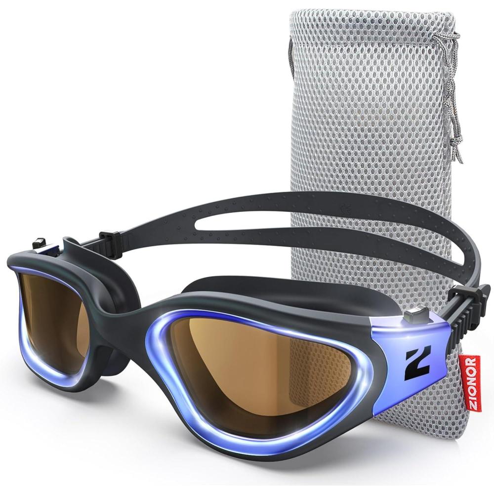 imageZIONOR Swim Goggles G1 Ultra Photochromic Polarized Swimming Goggles Men WomenA0 Blue Polarized Photochromic