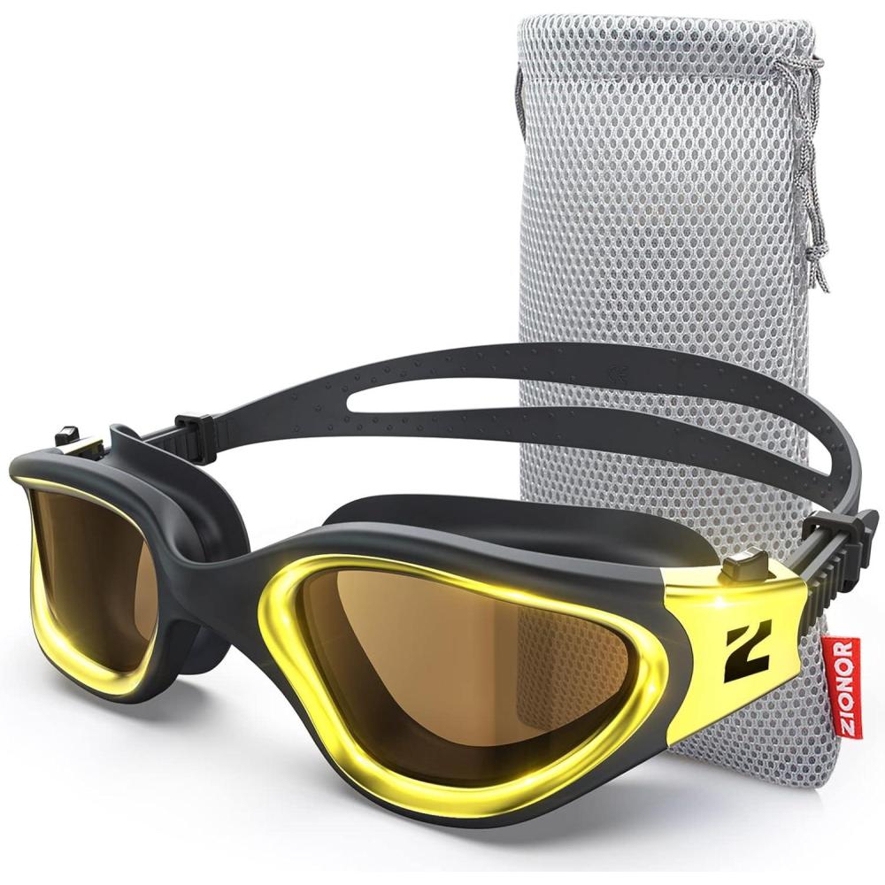imageZIONOR Swim Goggles G1 Ultra Photochromic Polarized Swimming Goggles Men WomenA3 Gold Polarized Photochromic