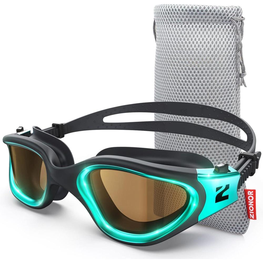 imageZIONOR Swim Goggles G1 Ultra Photochromic Polarized Swimming Goggles Men WomenA4 Green Polarized Photochromic